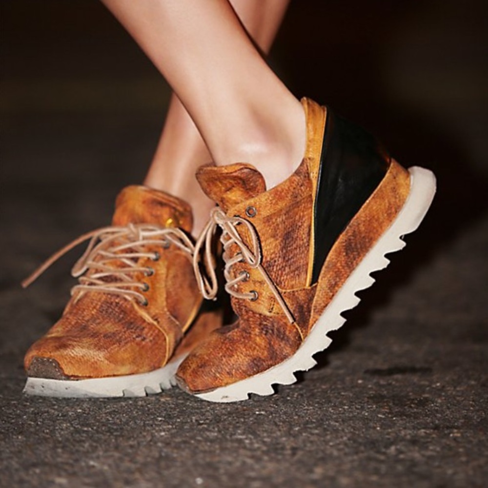 Free People AS 98 Stanley Woven Leather Platform Trainers